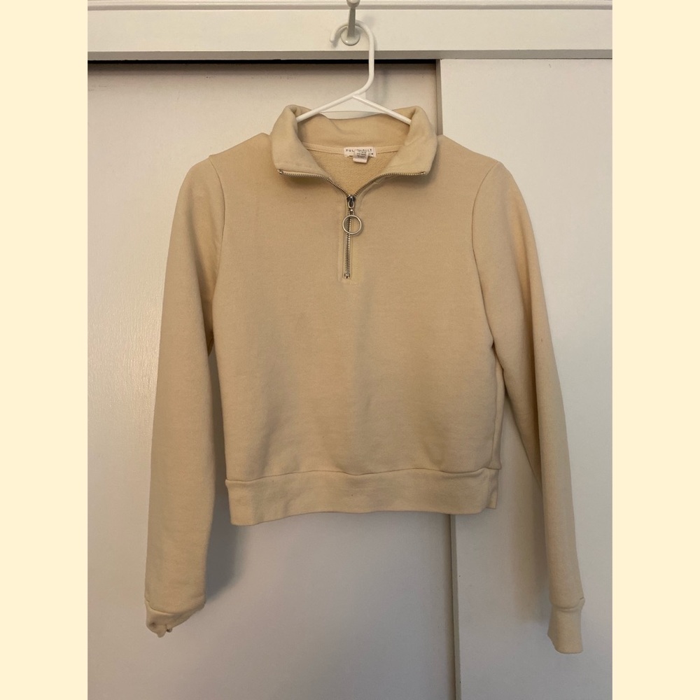 cream quarter zip pullover / sweatshirt